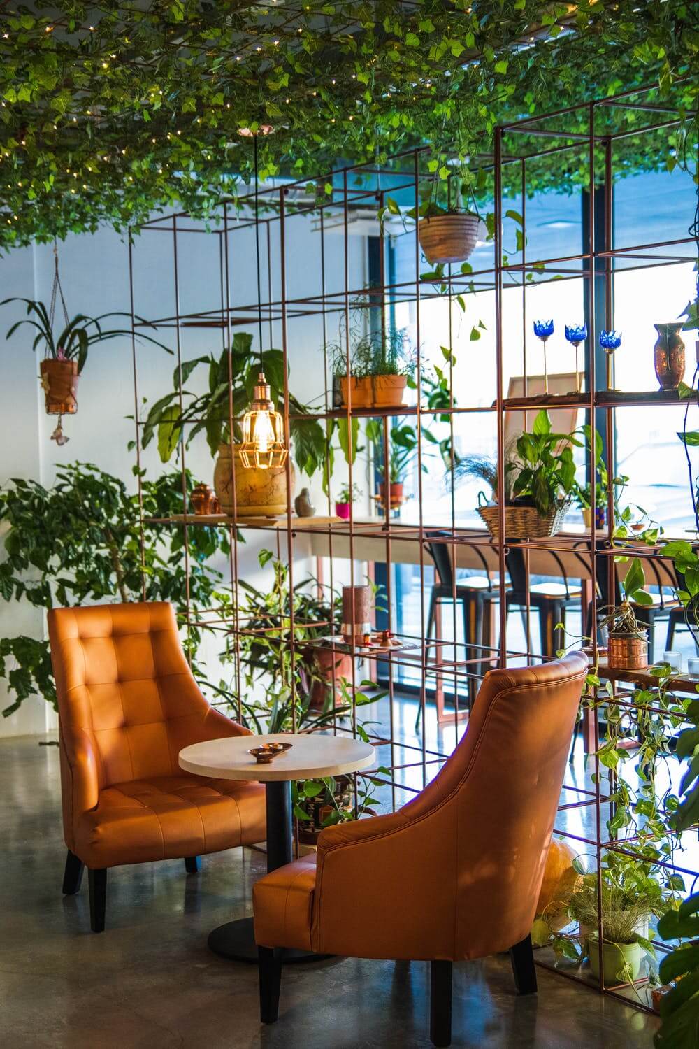 a chair and a table in front of a window